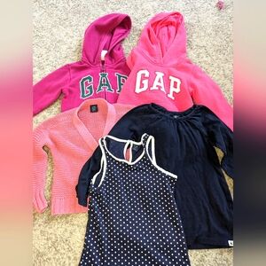 5 piece. Gap girls clothing. 2 sweaters. EUC. Knit cardigan. 2 shirts.